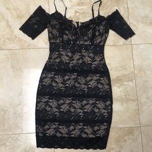 Guess off the shoulder black lace dress xs